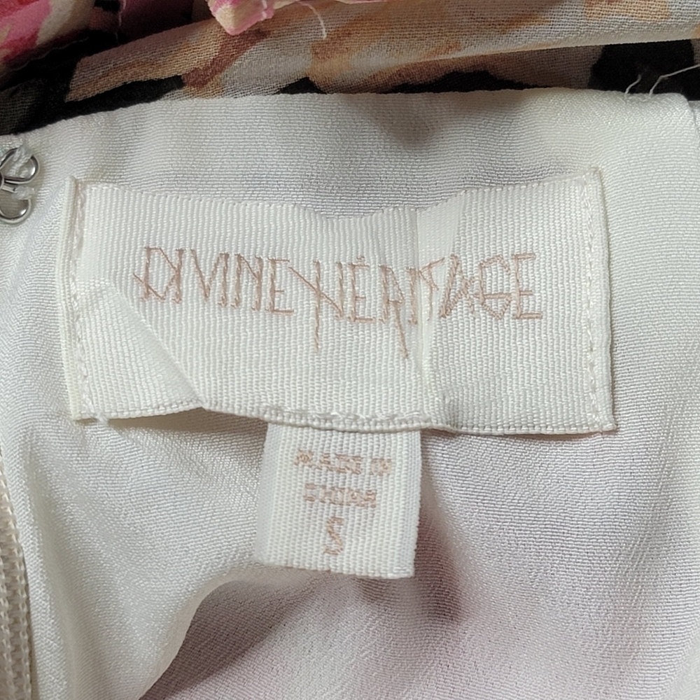 Divine Heritage Twist Back Midi Dress In Ivory Peach Pink Floral Print Size S‎ - Picture 8 of 14